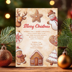 Cartes Pour Fêtes Annuelles Gingerbread Cookies Brown Arrière - plan Noël