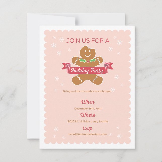 Cartes Pour Fêtes Annuelles Gingerbread Man Christmas Cookie Exchange (Devant)