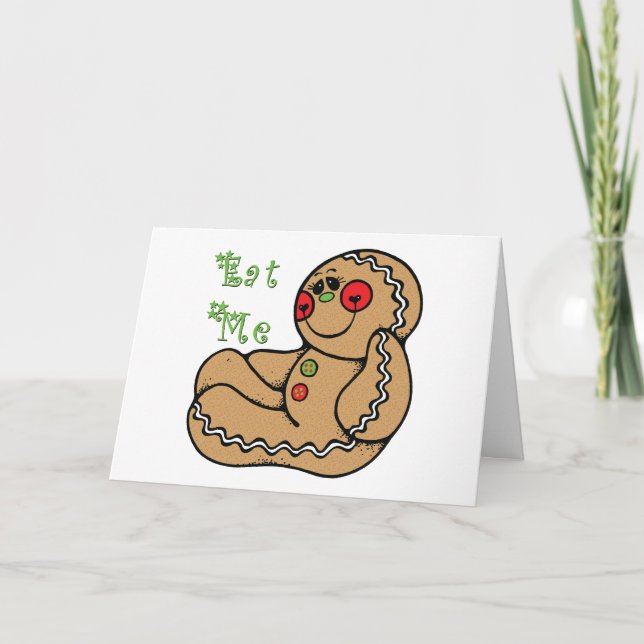 Cartes Pour Fêtes Annuelles GingerBread Man Mange-moi drôle Noël (Devant)