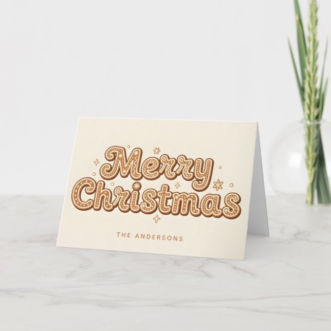 Cartes Pour Fêtes Annuelles Gingerbread Retro Script Merry Christmas (Devant)