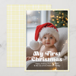 Cartes Pour Fêtes Annuelles Gingham Gazeau au Citron Mon Premier Noël Bébé