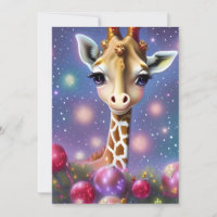 Girafe bébé adorable avec houx et paillettes