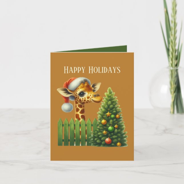 Cartes Pour Fêtes Annuelles girafe de Noël ajouter un message (Devant)