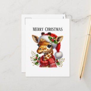 Cartes Pour Fêtes Annuelles Girafe de Noël joyeux festive jungle 