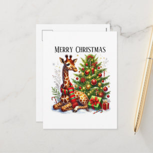 Cartes Pour Fêtes Annuelles Girafe de Noël joyeux festive jungle 