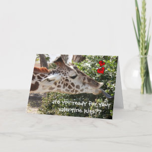 Cartes Pour Fêtes Annuelles Girafe drôle, prête pour votre baiser de VALENTINE