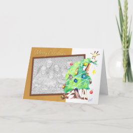 Cartes Pour Fêtes Annuelles Girafe mangeant l'arbre de Noël