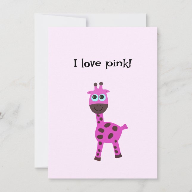 Cartes Pour Fêtes Annuelles girafe rose (Devant)