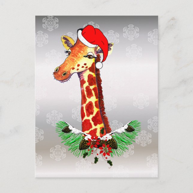 Cartes Pour Fêtes Annuelles Giraffe de Noël (Devant)