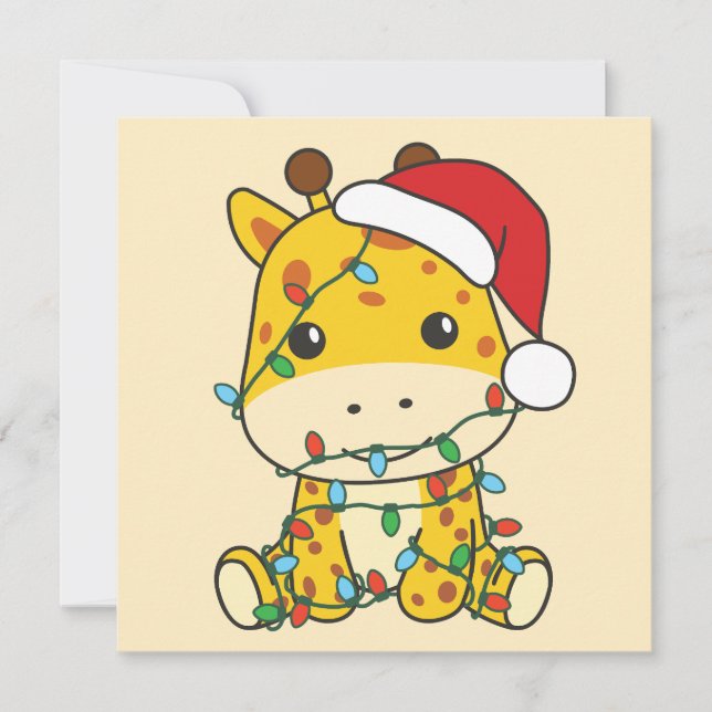 Cartes Pour Fêtes Annuelles Giraffe Noël Animaux d'hiver Giraffes (Devant)