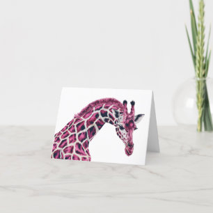 Cartes Pour Fêtes Annuelles Giraffe rose Joyeux Anniversaire individuel unique