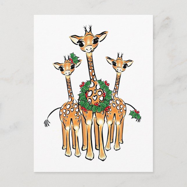 Cartes Pour Fêtes Annuelles Giraffes de vacances (Devant)