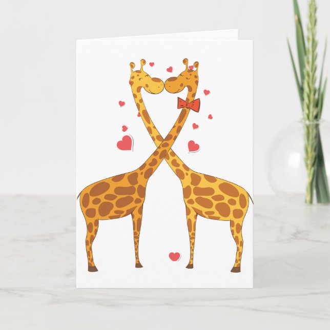Cartes Pour Fêtes Annuelles Giraffes en amour (Devant)