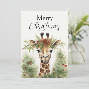 Cartes Pour Fêtes Annuelles Giraffing autour de l'arbre de Noël