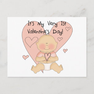Cartes Pour Fêtes Annuelles Girl Pink Hearts 1st Valentines Tshirts