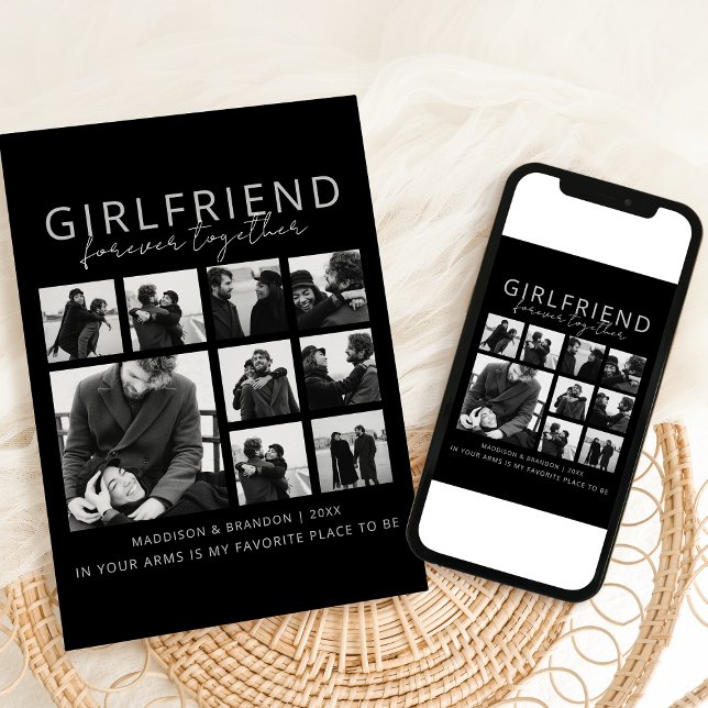 Cartes Pour Fêtes Annuelles Girlfriend Together Forever Photo Collage (Créateur téléchargé)