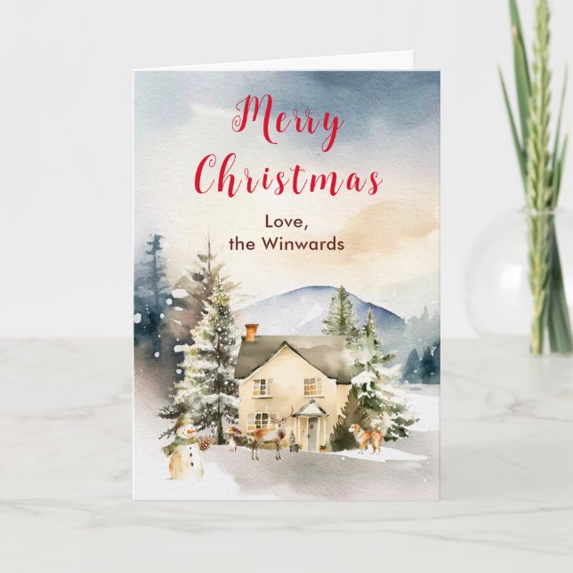 Cartes Pour Fêtes Annuelles Gîte de vacances d'hiver Joyeux Noël (Devant)