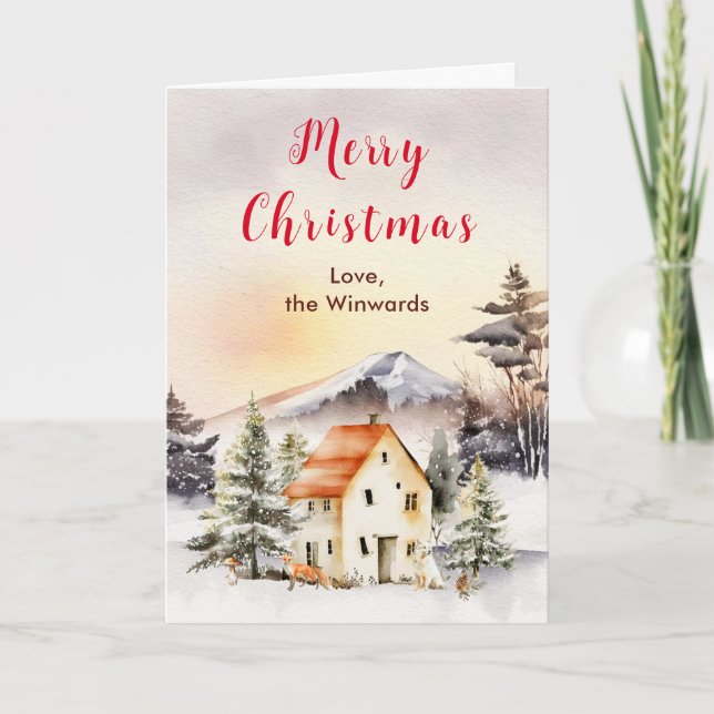 Cartes Pour Fêtes Annuelles Gîte de vacances d'hiver Joyeux Noël (Devant)