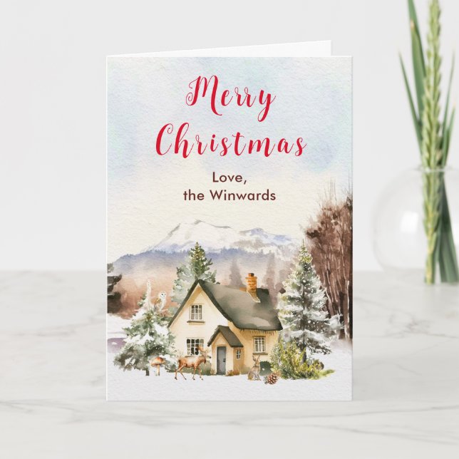 Cartes Pour Fêtes Annuelles Gîte de vacances d'hiver Joyeux Noël (Devant)