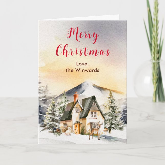 Cartes Pour Fêtes Annuelles Gîte de vacances d'hiver Joyeux Noël (Devant)