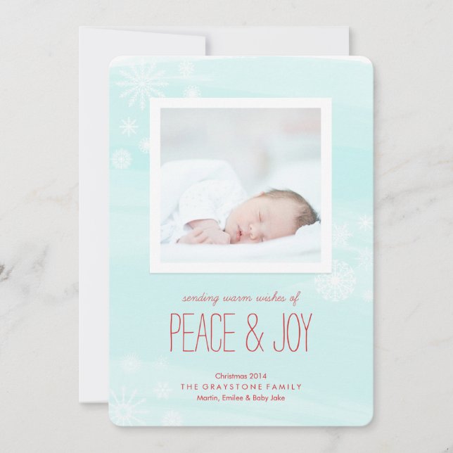 Cartes Pour Fêtes Annuelles Glace Blue Peace & Joy Photo (Devant)