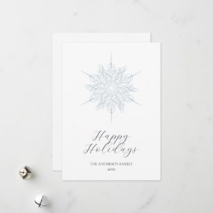 Cartes Pour Fêtes Annuelles Glace Blue Snowflake Joyeux vacances en famille