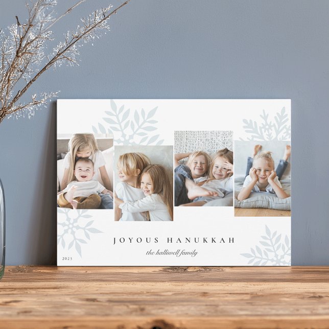 Cartes Pour Fêtes Annuelles Glace | Snowdrop 4 Photo Collage Hanoukka (Créateur téléchargé)
