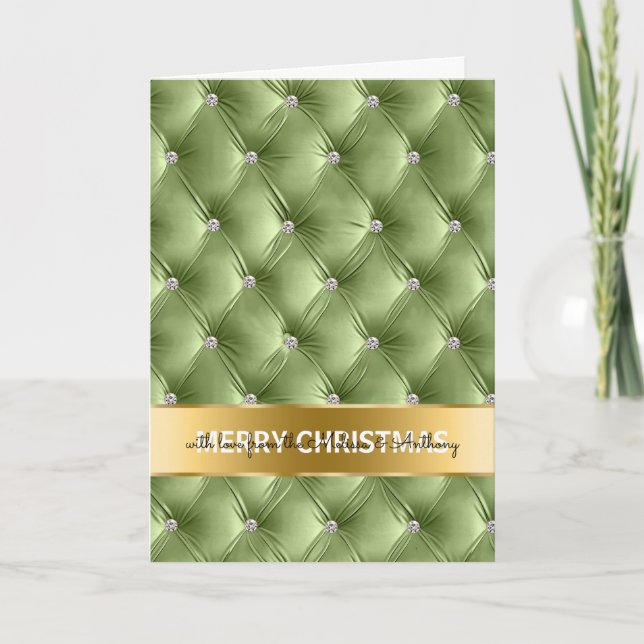 Cartes Pour Fêtes Annuelles Glam Faux Velvet Sage Vert Or Noël (Devant)