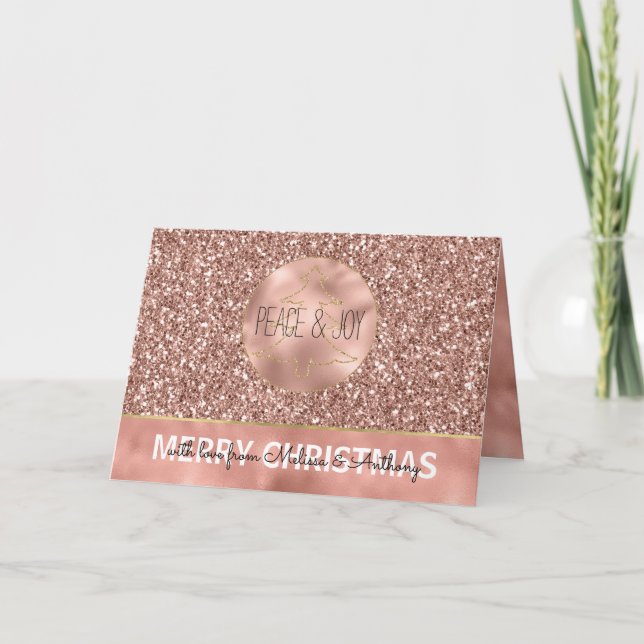 Cartes Pour Fêtes Annuelles Glam Glitzy Parties scintillant Rose Gold Christma (Devant)