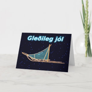 Cartes Pour Fêtes Annuelles Gleðileg Jól - traîneau de chien