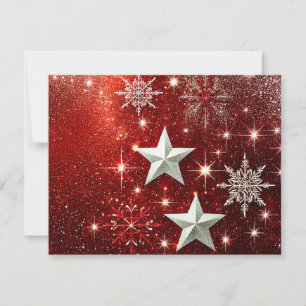 Cartes Pour Fêtes Annuelles Glittery Red Background with snowflakes