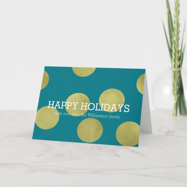 Cartes Pour Fêtes Annuelles Glitz or et points Turquoises Noël (Devant)