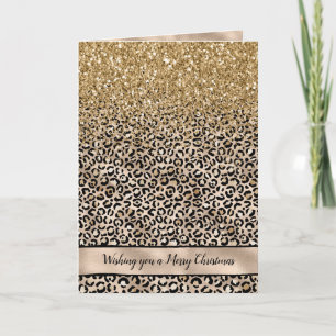 Cartes Pour Fêtes Annuelles Glitzy Glam Gold Empreinte de léopard Parties scin