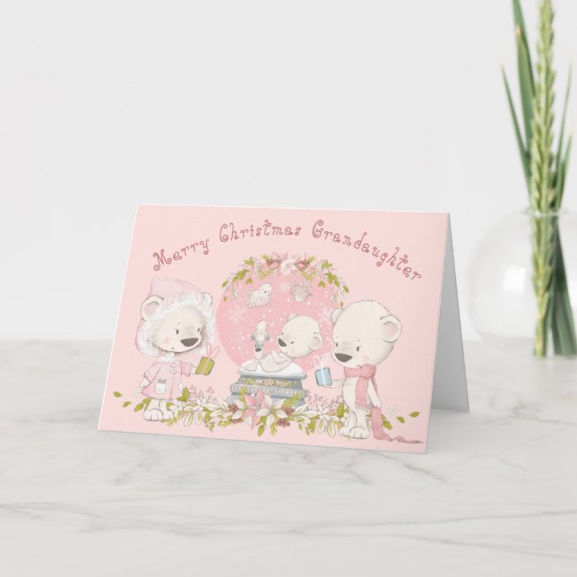 Cartes Pour Fêtes Annuelles Globe de neige avec de mignons personnages habillé (Devant)