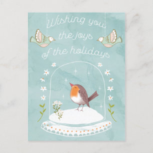 Cartes Pour Fêtes Annuelles Globe des neiges aux oiseaux mignonnes