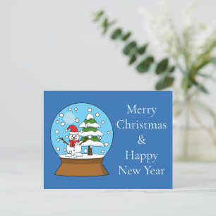Cartes Pour Fêtes Annuelles Globe des neiges avec Snowman et Pine Tree Perso
