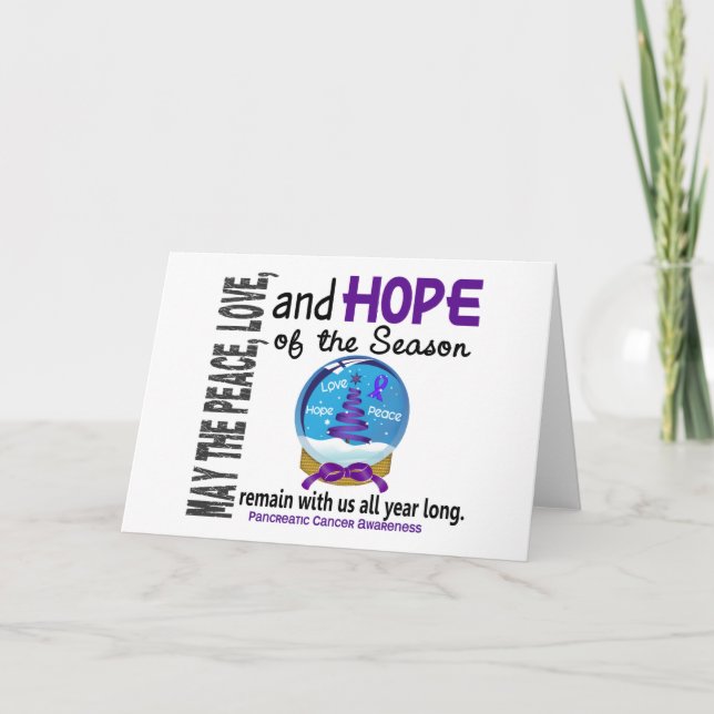 Cartes Pour Fêtes Annuelles Globe des neiges de Noël 1 Cancer pancréatique (Devant)