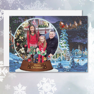 Cartes Pour Fêtes Annuelles Globe des neiges Famille de Noël Enfants Photo Hol