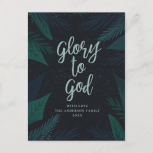 Cartes Pour Fêtes Annuelles Gloire à Dieu. Écriture botanique Noël religieux