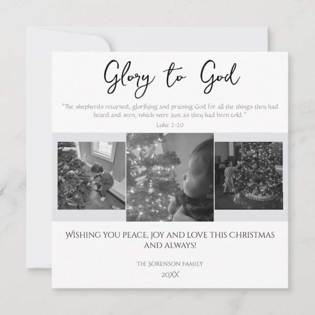 Cartes Pour Fêtes Annuelles Gloire à Dieu Écriture simple moderne Noël (Devant)