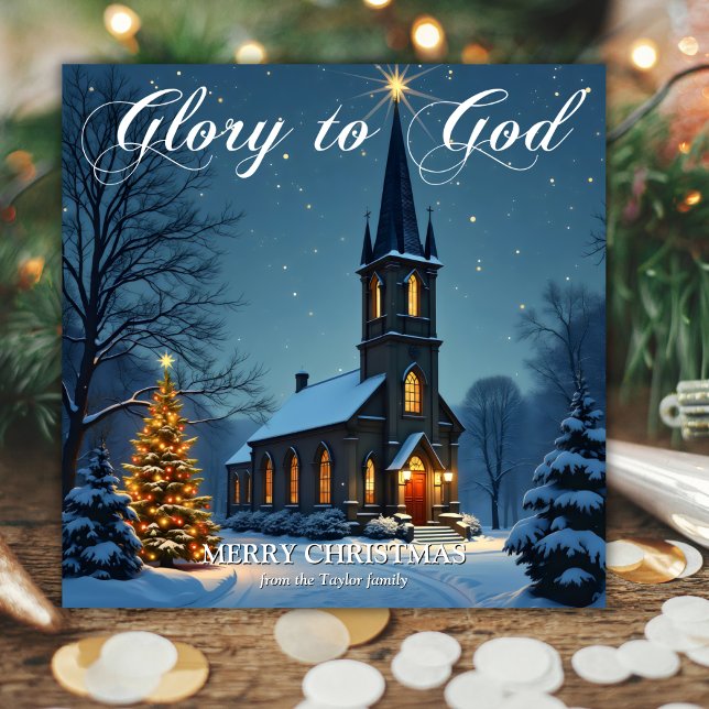 Cartes Pour Fêtes Annuelles Gloire À Dieu Église Catholique Noël Religieux (Glory To God Catholic Church Religious Christmas Holiday Card)