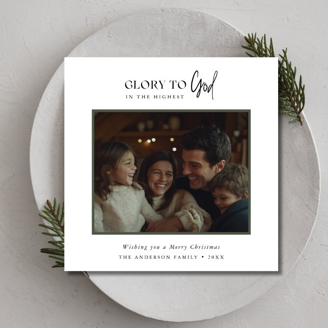 Cartes Pour Fêtes Annuelles Gloire à Dieu Famille de Noël (Créateur téléchargé)
