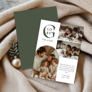 Cartes Pour Fêtes Annuelles Gloire à Dieu Famille Enfants Arc Photo Noël