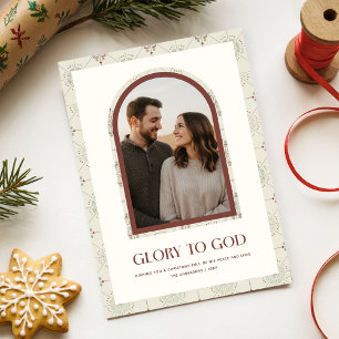 Cartes Pour Fêtes Annuelles Gloire à Dieu Famille Religieuse Photo d'arche de 