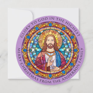 Cartes Pour Fêtes Annuelles Gloire à Dieu Noël chrétien religieux