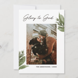 Cartes Pour Fêtes Annuelles Gloire à Dieu. Photo de Noël religieuse botanique