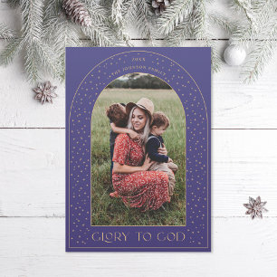 Cartes Pour Fêtes Annuelles Gloire à Dieu Purple Gold Stars