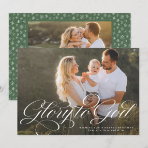 Cartes Pour Fêtes Annuelles Gloire à Dieu religieux deux photo élégant Noël
