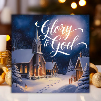 Cartes Pour Fêtes Annuelles Gloire À Dieu Scène De L'Église Noël Religieux