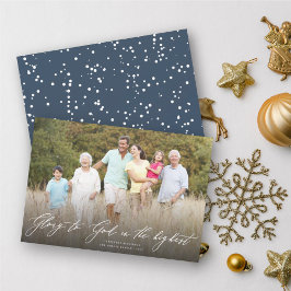 Cartes Pour Fêtes Annuelles Gloire à Dieu Script Photo de Noël Religieux
